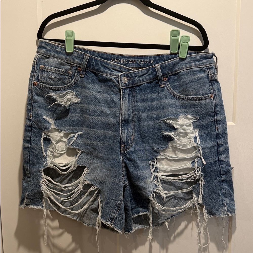 American Eagle Outfitters Women's Distressed Blue Jean Cutoff Shorts